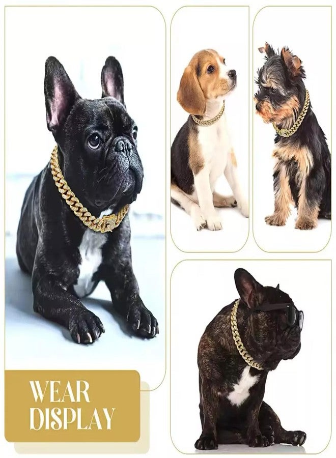 Pluzmecalm 1Pc 9inch Gold Dog Chain Diamond Collar Walking Metal Chain Necklace with Secure Buckle Pet Cuban Style Collar Jewelry Accessories for Small Medium Large Dog Cats (13mm Wide) - Image 4